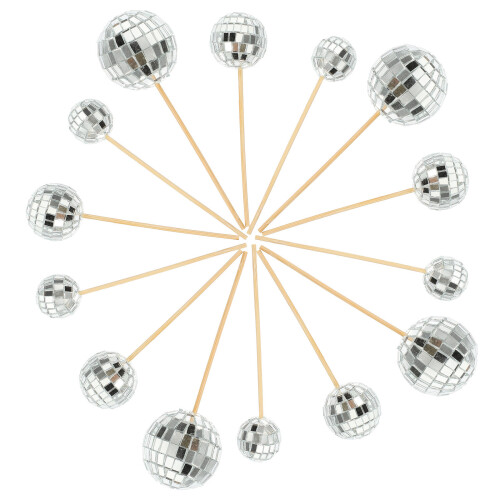 72Pièces Décorations Disco Argentées En Mousse Et Bambou Pour 2