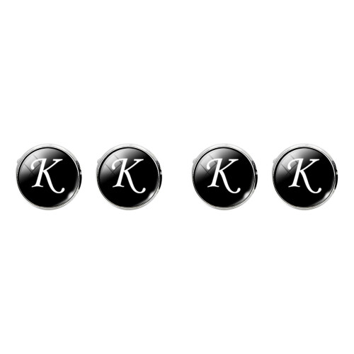 2St Zwarte Glass Cuff-Link En Collar Button, Ontwerp