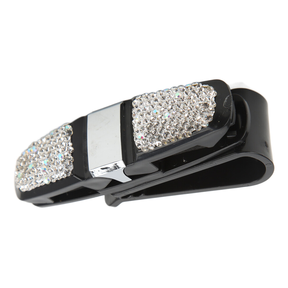 Universal Sun Visor Glasses Clip With Rhinestones For Car, White 9371387722146