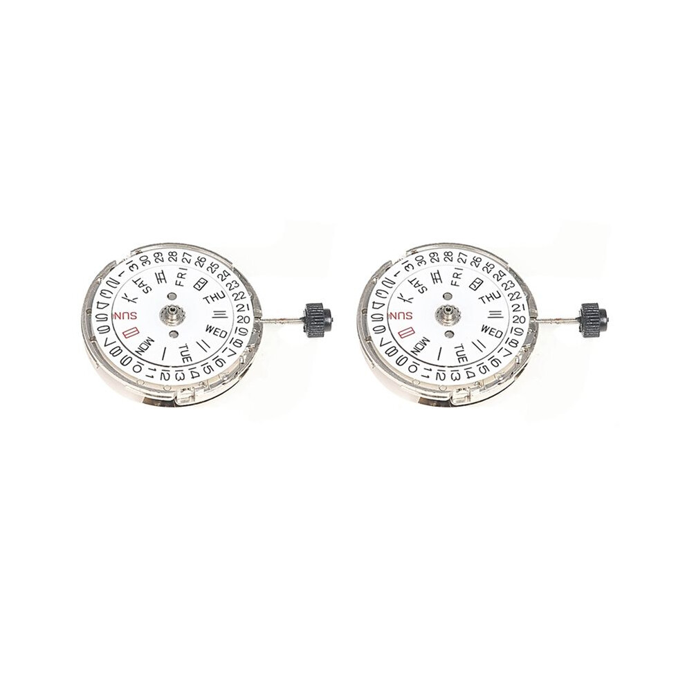 2X Watch Movement Double Calendar Crown At 3 Mechanical Movement For Miyota 8205 Watch Movement Repair Parts(Silver) Silver 4713687007953