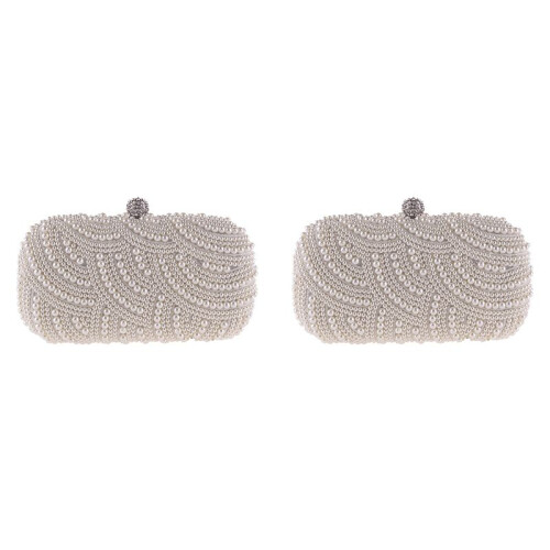 2X Pearl Clutchväskor Damväskor Handväskor Damer Kvällsväskor för Fest Bröllop Pearl Fashion Clutchväskor - Vit