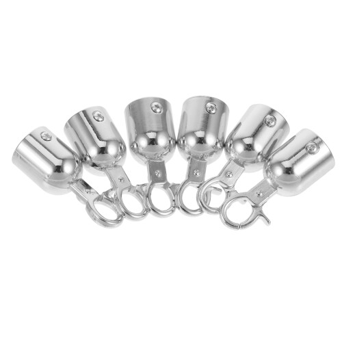 12Pcs Durable Silver Barrier Rope End Caps with Stanchion Rope Hooks 1