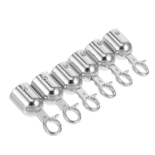 12Pcs Durable Silver Barrier Rope End Caps with Stanchion Rope Hooks 2