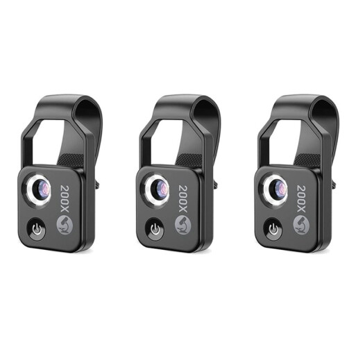 3X 200X Cell Phone Microscope Accessory with Window Microscope, Portable  Digital Microscope with LED Light/Universal Clip