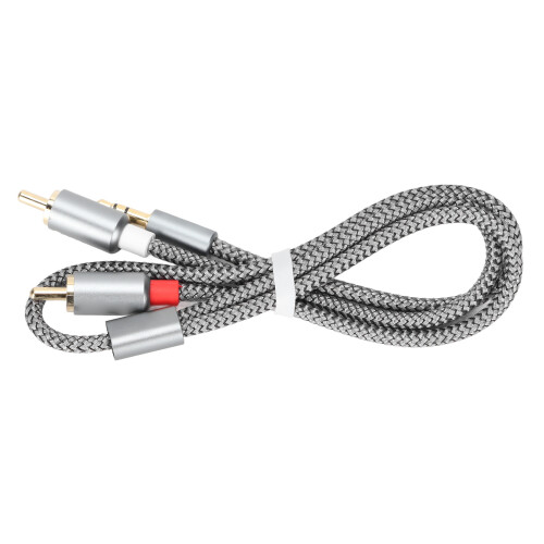 Nylon Shielded 3.5mm to 2RCA Audio Adapter Cable 0.5m Dark Gray 1