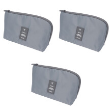 3St Grijze Mini Draagtas Voor USB-Kabels En Opladers, Stevig Materiaal