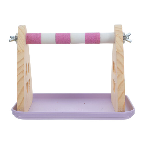 Dual-Function Bird Perch with Tray Wood Parrot Training Stand