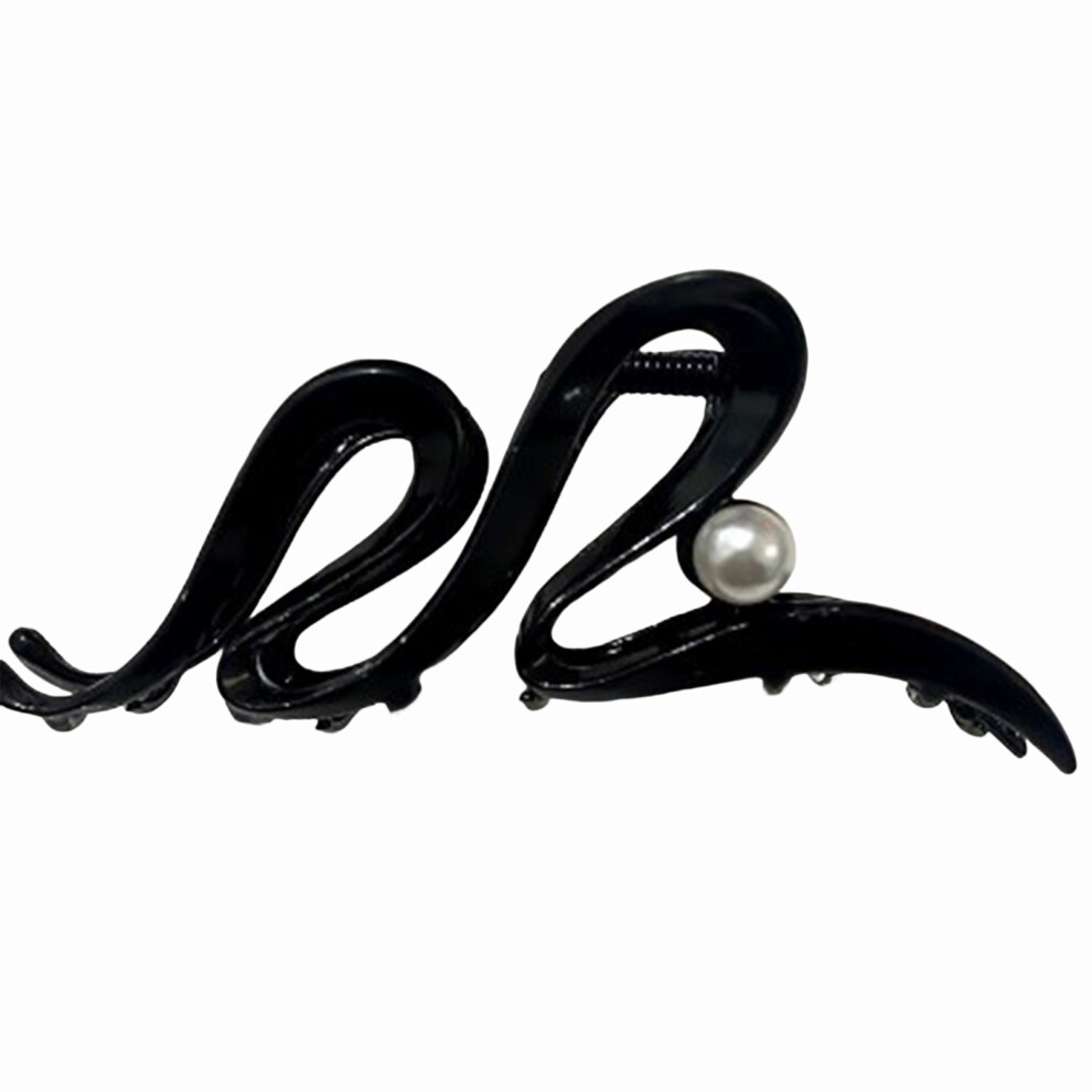 Zhouq-Outdoors (Black) Pearl Hair Claw Clip For Women & Girls