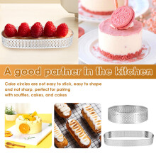 8pcs Dessert Rings, Cake Mold Perforated, Heat-Resistant and Odorless Tartlet Molds, Oval Round Cake Mold Tartlet Molds, Mousse, Pie, Tartlet, Donuts