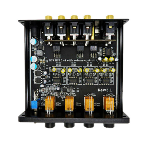 HIFI Lossless 1 Input 4 Output RCA HUB Audio Distributor Signal Selector  Source Switcher Volume Amplifier(Silver) 2