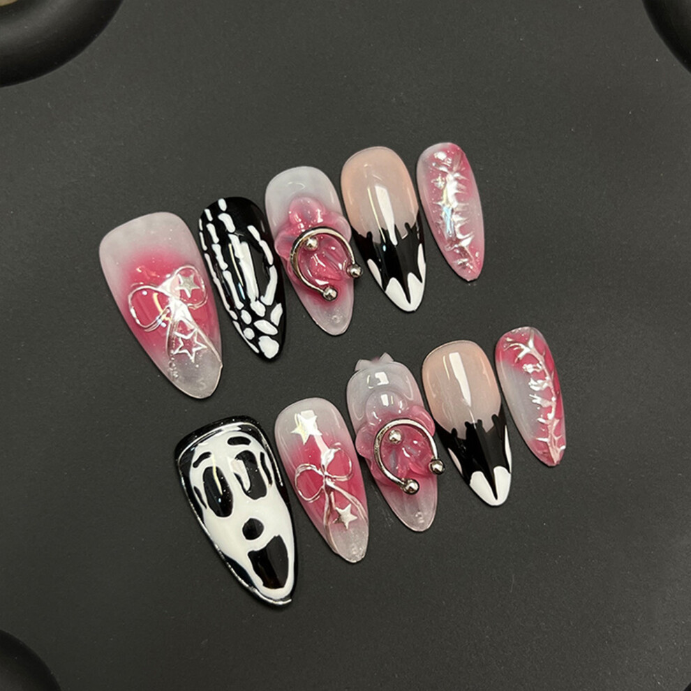 Dachuang Beauty (S) Skull Print Blush Pink Press-On Nails, 10Pcs