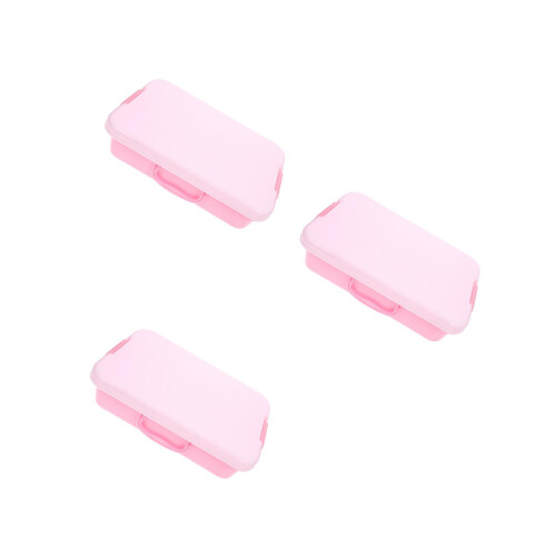 3Pièces Bac À Sable Rose ABS, Coffre Portable Couvercle Enfants
