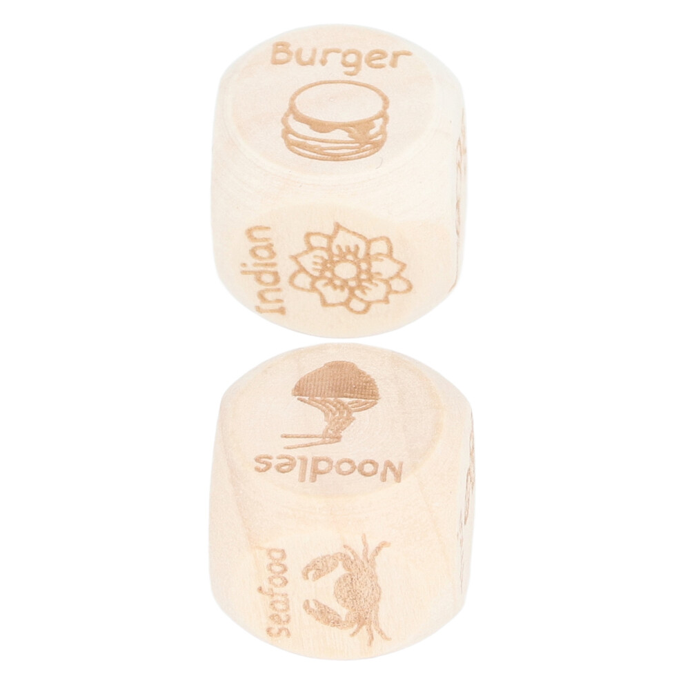 2pcs Pine Wood Food Decision Dice â 19.6mm Versatile Food & Date Night Fun