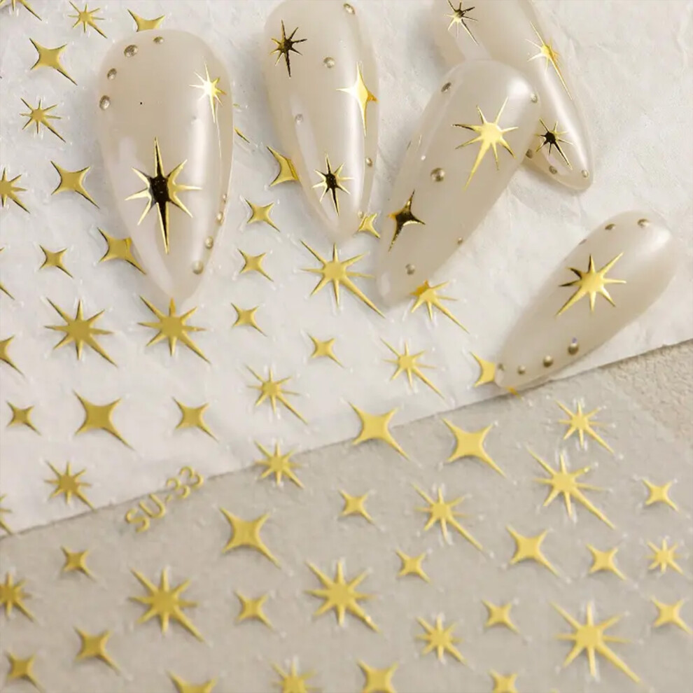 Hue-Grain Colorful Star Nail Stickers For Parties & Weddings