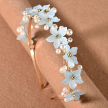 (Blue) Flower Pearl Headband - Luxe Hair Accessory