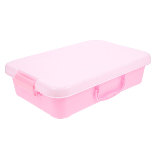 3Pièces Bac À Sable Rose ABS, Coffre Portable Couvercle Enfants 1