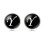 2St Glass Collar Button Cuff-Link Zwart Stevig Lichtmanchet 11