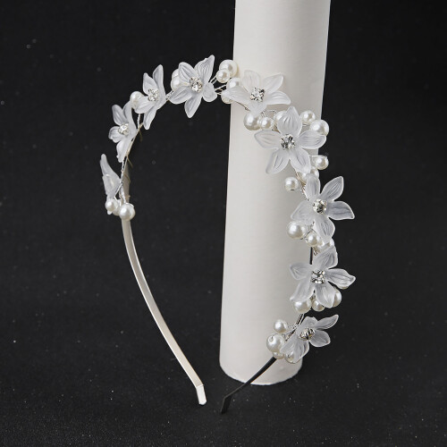 (Silver) Flower Pearl Headband - Luxe Hair Accessory