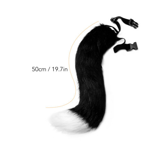 Faux Fur Wolf Tail Ears Hair Clips 50cm B/W Set 1