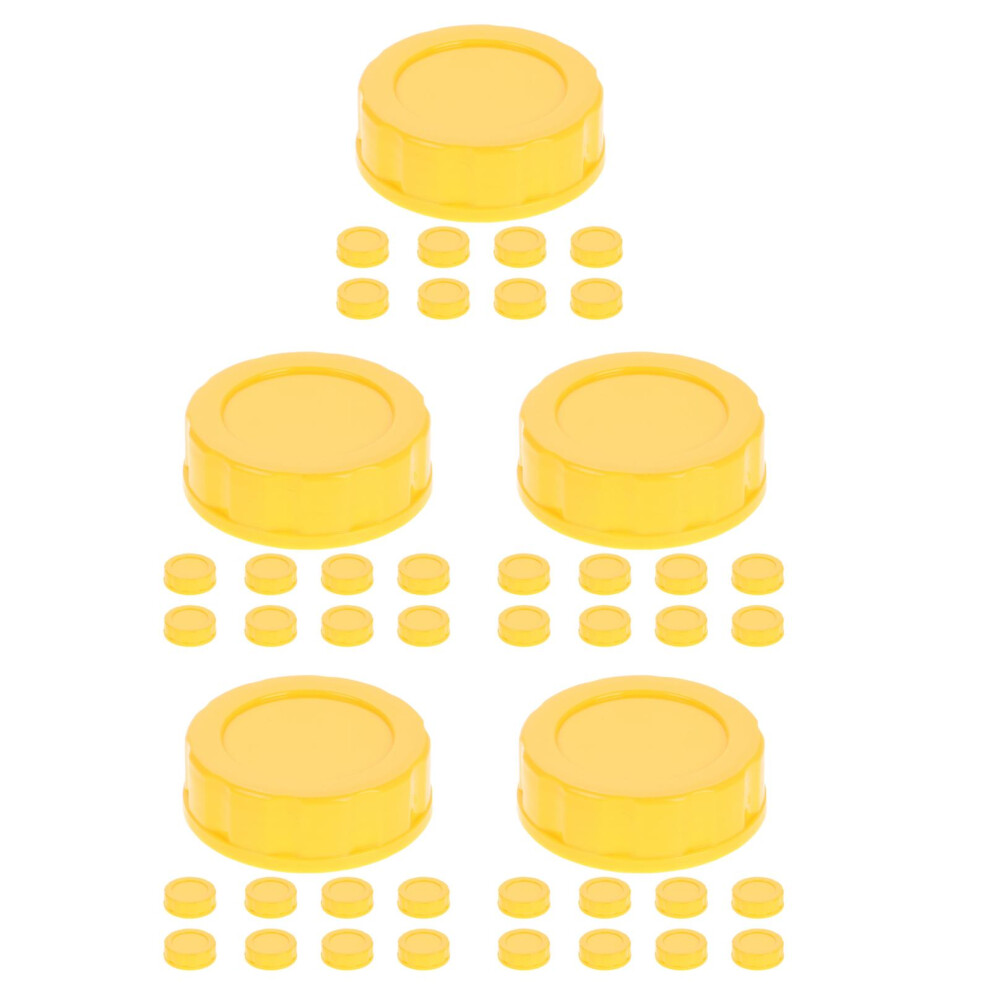 50Pcs Bottle Lid Caps Leakproof Wide-Mouth For Travel Yellow Solustre