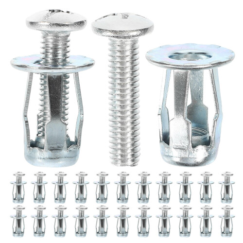 25Sets Threaded Petal Nut Inserts Silver for Metal and Plastic Fixings