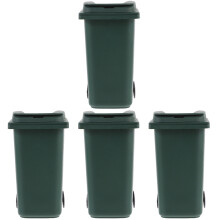 4Pcs Compact Dark Green Plastic Trash Can for Desk and Office Storage