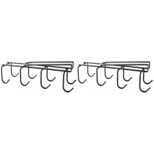 2Pcs Black Iron Coffee Mug Rack Under Cabinet Rust-Resistant Design