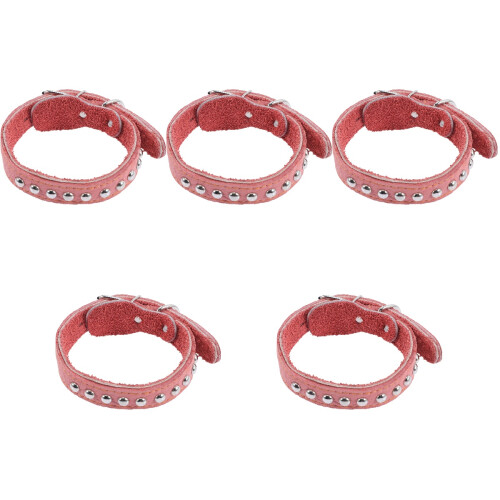 5Pcs Premium Dark Red Adjustable Dog Collars Supple Comfortable Design 1
