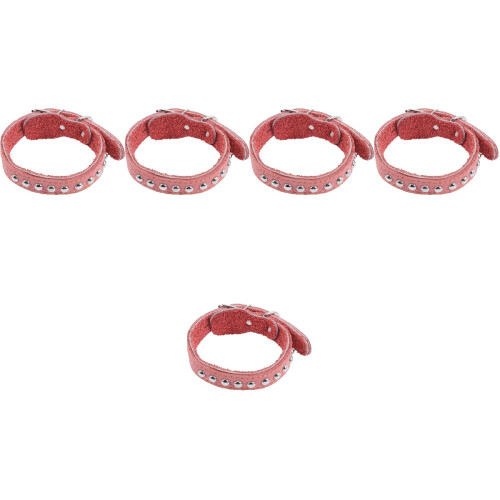 5Pcs Premium Dark Red Adjustable Dog Collars Supple Comfortable Design 2