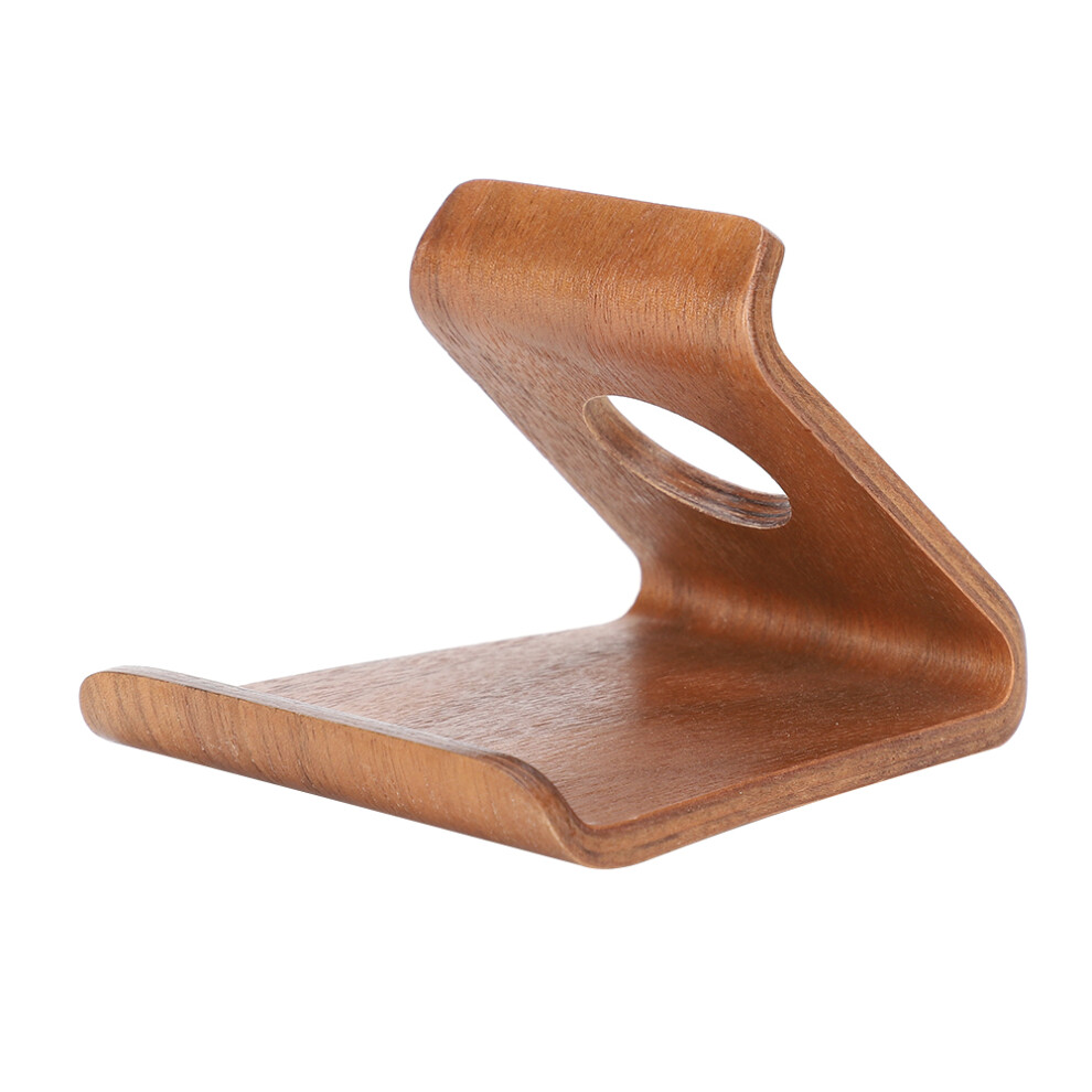Desktop Phone & Ipad Stand Nutbrown Wooden Bedside Holder For Tablets 4921388030358