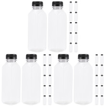 36Pcs Large Capacity Black Plastic Juice Bottles Lid