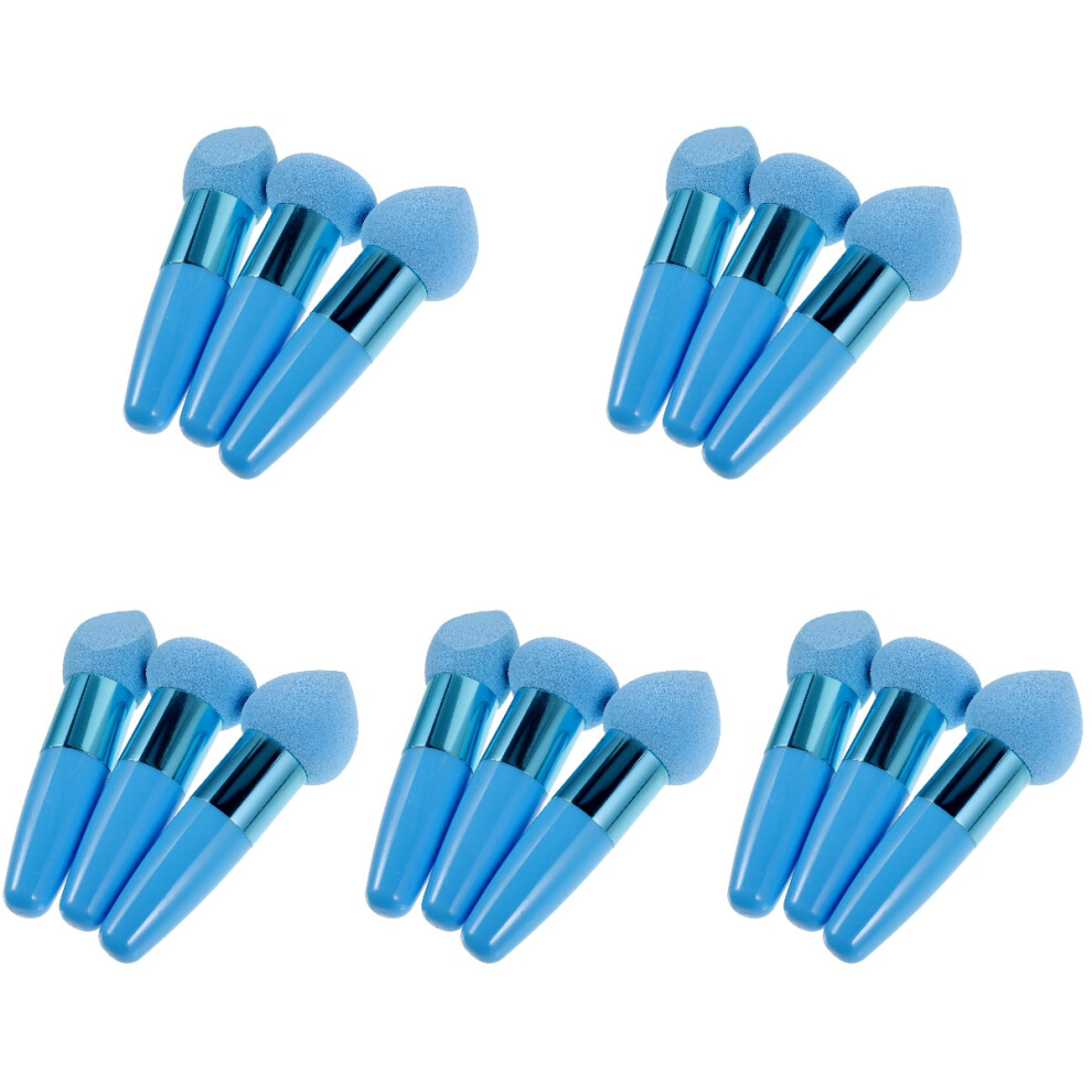 Solustre Blue 15Pcs Portable Makeup Sponge Pens Latex Cosmetic Accessories