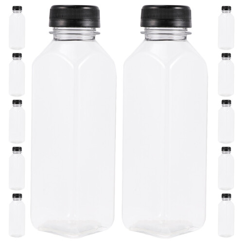 36Pcs Large Capacity Black Plastic Juice Bottles Lid 2