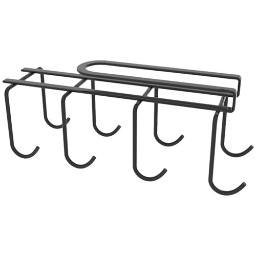 2Pcs Black Iron Coffee Mug Rack Under Cabinet Rust-Resistant Design 2