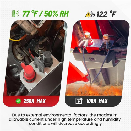 Remote Battery Terminal 3/8" M10 Stud, 250A Max  12V Battery Jumper Post Adapter Connector Relocation Heavy Duty 1