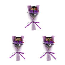 3St Schattig Paarse Beer Bloemboeket Voor 's En Feest