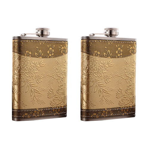 2St Pocket Flask Van Rvs Goud Met , Perfect Voor Whiskey