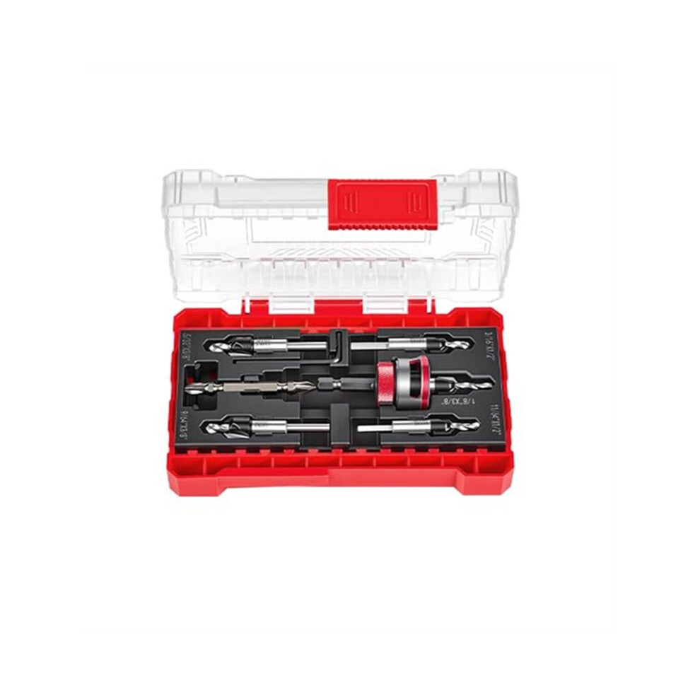 Countersink Drill Bits Set,5Pcs Two-Flute Alloy Tapered Drill Bits And Adjustable Depth Stop Collar,Wood Countersink Bit 6033977967841