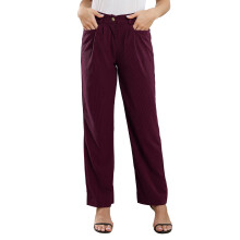 Calças elegantes de cintura alta com bolsos, elástico na parte de trás e pregas frontais. Calças fluidas para o trabalho, ocasiões casuais e