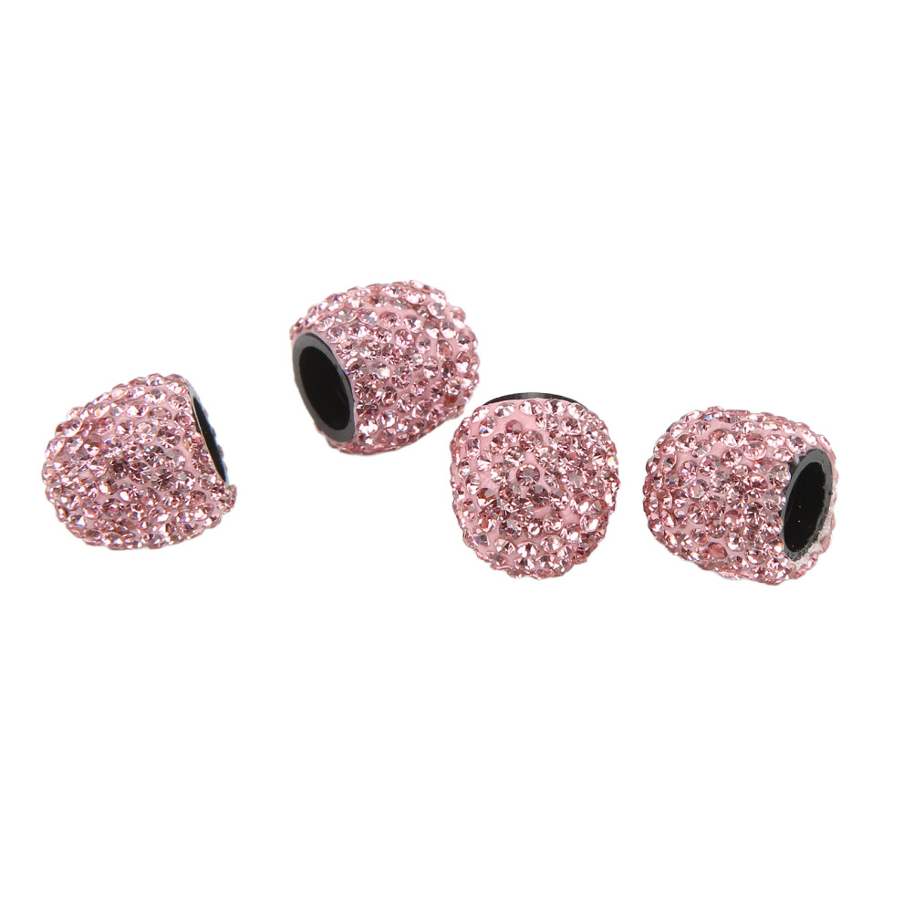4 Pcs Bling Valve Stem Caps 15Mm Universal Tire Accessories Pink 4951387729830