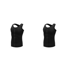2Pièces Haut Slim Noir Gilet Musculation Compression Confort