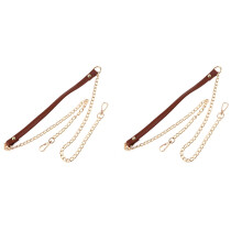 2St Bruine Metalen Handtas Ketting Lederen Band Voor Medium Tassen