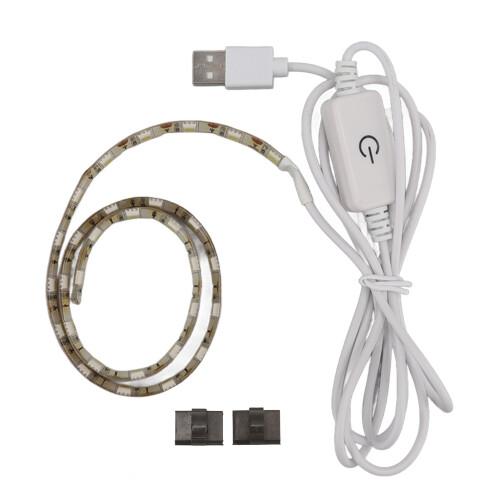 Striscia LED sottopensile da 0,5 m, bianca, dimmerabile tramite touch, con porta USB.
