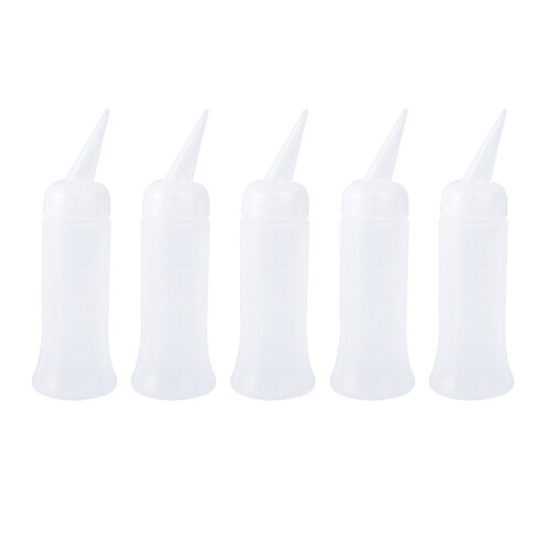 5Pcs Hairdressing Scale Applicator Bottle White Plastic Easy Squeeze
