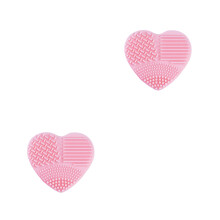 2St Duurzame Siliconen Brush Washing Mat Voor Make-Up Kwasten Roze