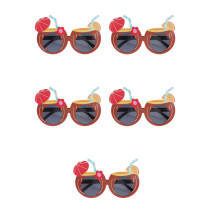 5Pcs Brown Plastic Silly Sunglasses Tropical Summer Party Decoration
