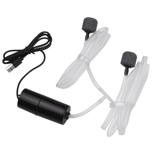 USB Aquarium Air Pump with 2 Air Stones - Compact Oxygen Diffuser for Fish Tank