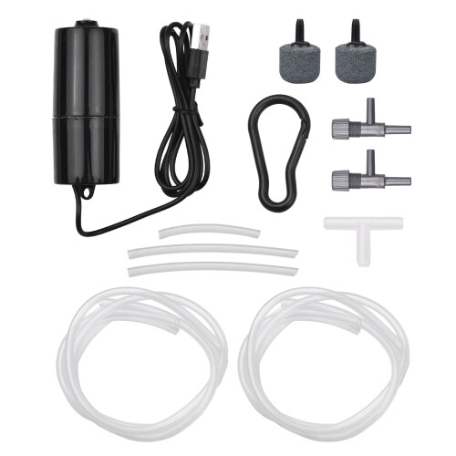 USB Aquarium Air Pump with 2 Air Stones - Compact Oxygen Diffuser for Fish Tank 2