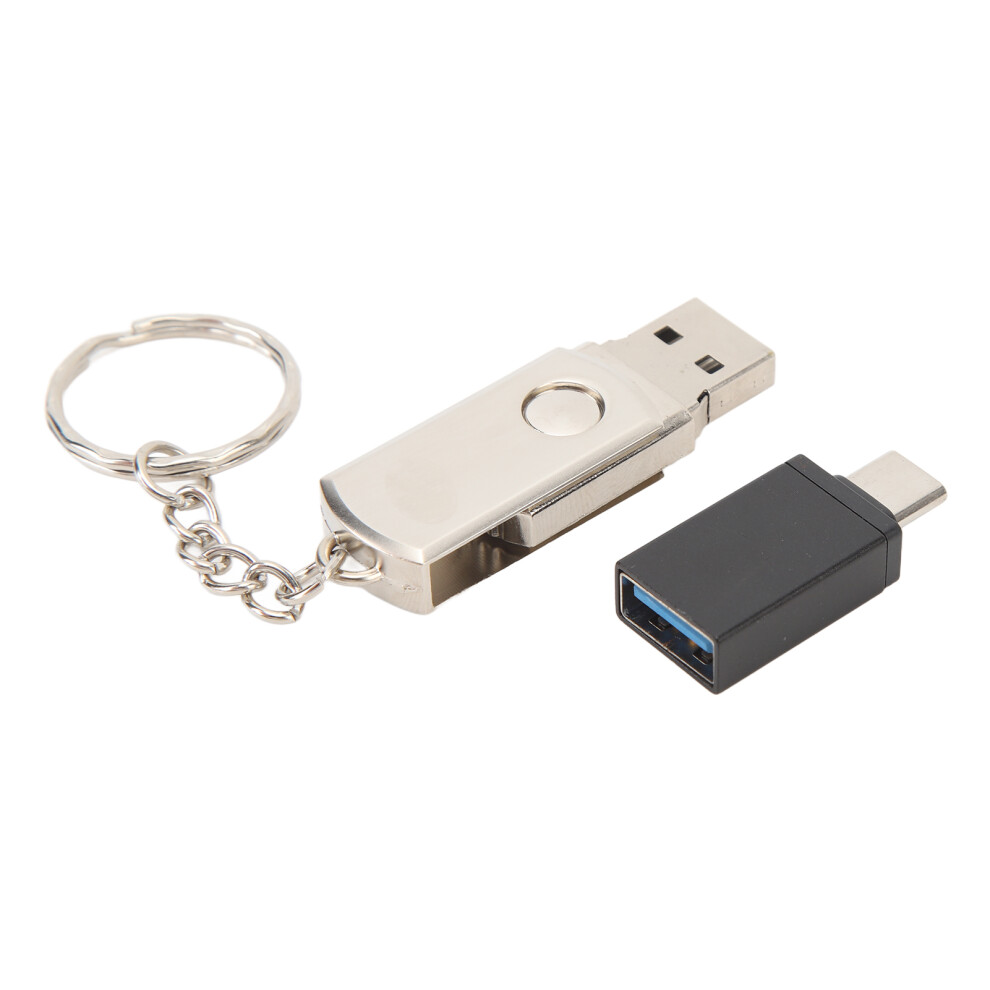 128Gb Usb 2.0 Flash Drive With Type C Adapter For Laptop & Tablet Silver 9381387732885