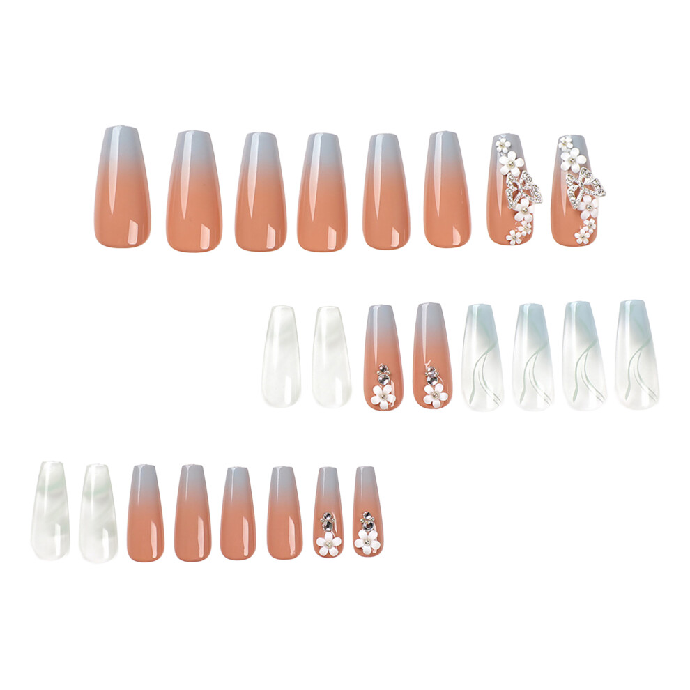 Reach-Tools Blue 24Pcs Nude Gradient Press-On Nails, Salon Safe